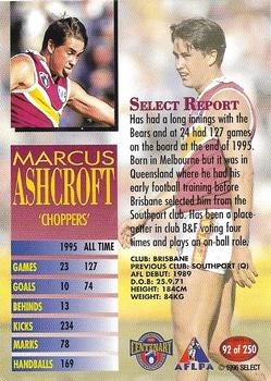 1996 Select AFL #92 Marcus Ashcroft Back
